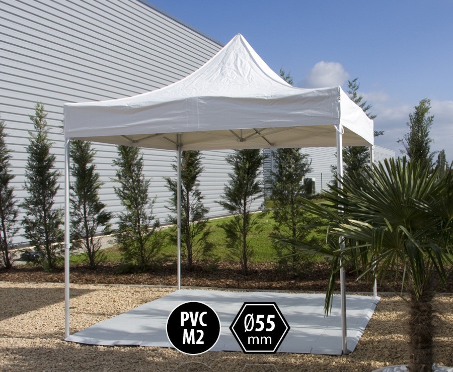 Tente pliante PRO+ 55 aluminium 3x3m blanc, toit PVC norme M2