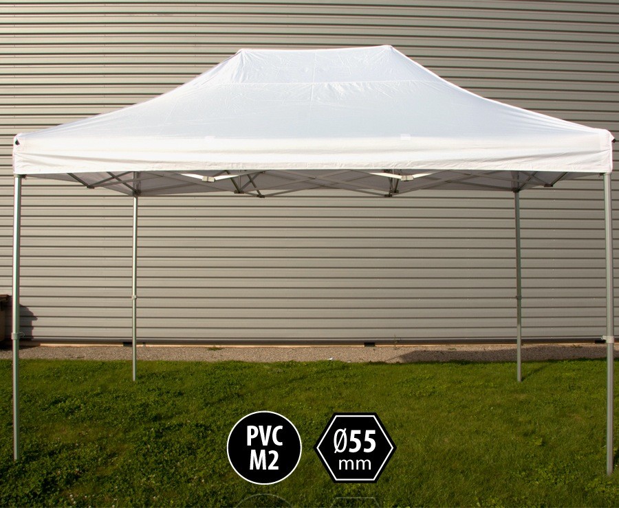 Tente pliante PRO+ 55 aluminium 3x4,5m blanc, toit PVC norme M2