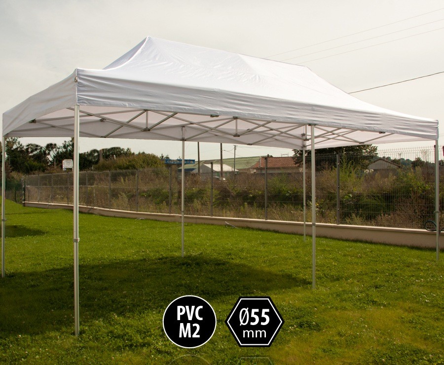 Tente pliante 3x6m Alu Pro 55 (Blanc) - REF 240S