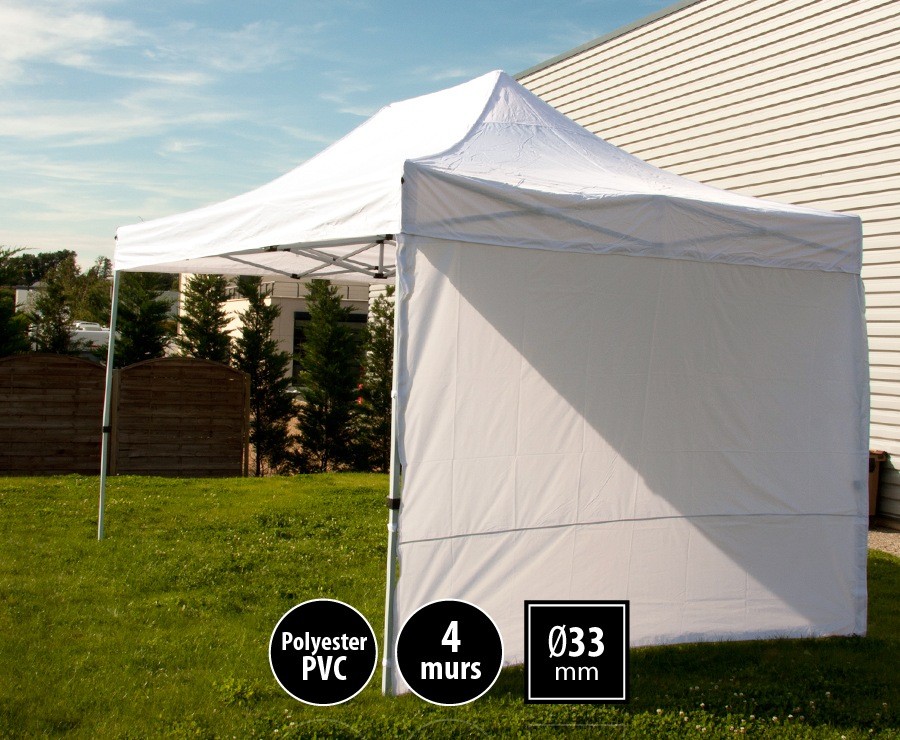 Tente pliante 3x4,5m blanc SEMI-PRO + sac de transport + 4 murs