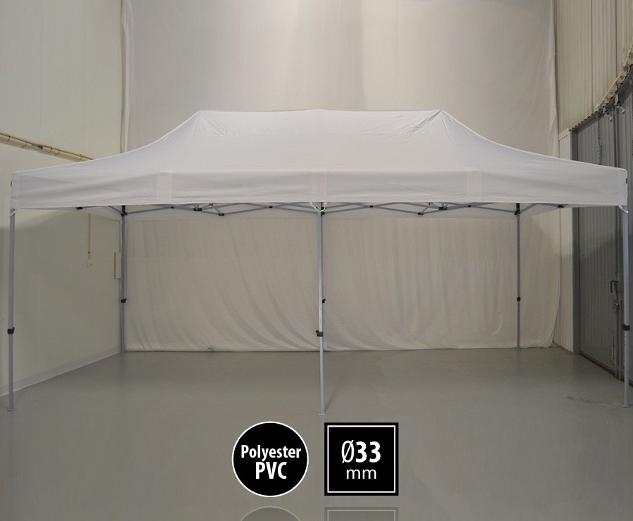 Tente pliante 3m x 6m semi-professionnelle blanc - SEMI-PRO sans murs