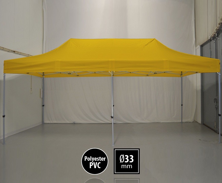 Tente pliante 3m x 6m semi-professionnelle jaune - SEMI-PRO sans murs