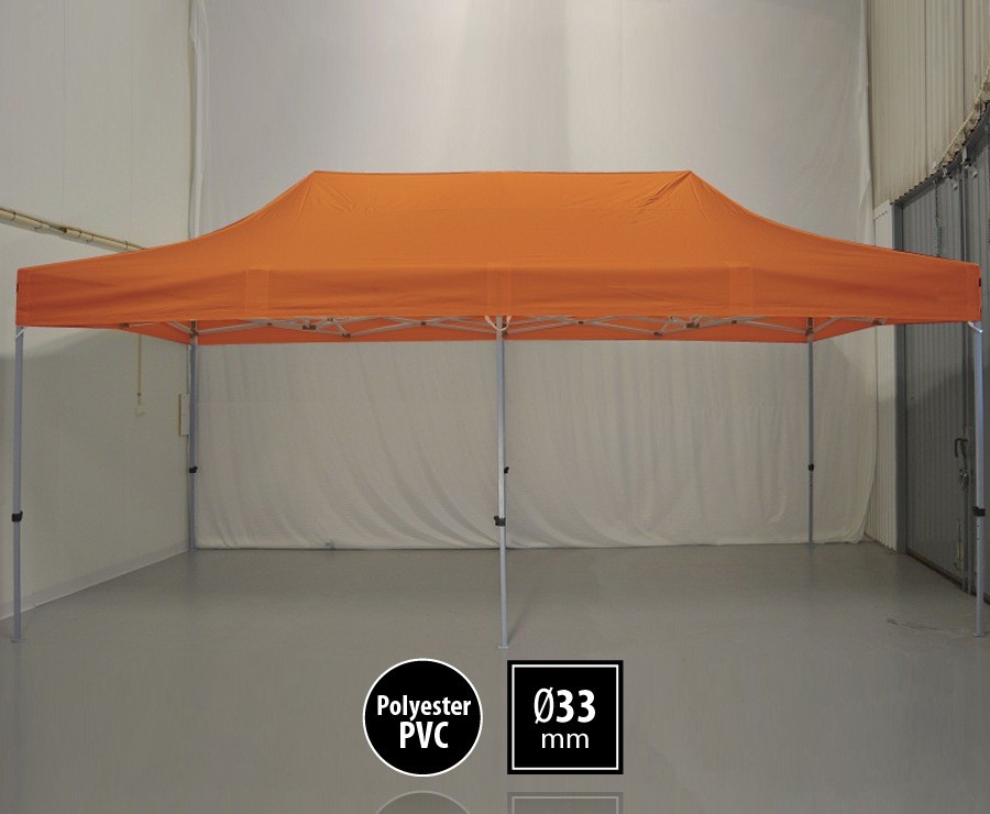 Tente pliante 3m x 6m semi-professionnelle orange - SEMI-PRO sans murs