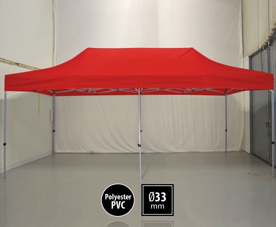 Tente pliante 3m x 6m semi-professionnelle rouge - SEMI-PRO sans murs