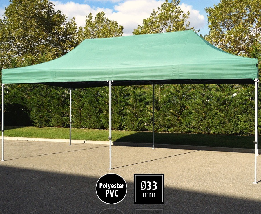 Tente pliante 3m x 6m semi-professionnelle vert - SEMI-PRO sans murs