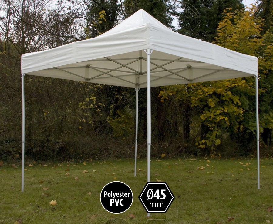 Tente pliante aluminium 3x3m blanc gamme professionnelle PRO 45