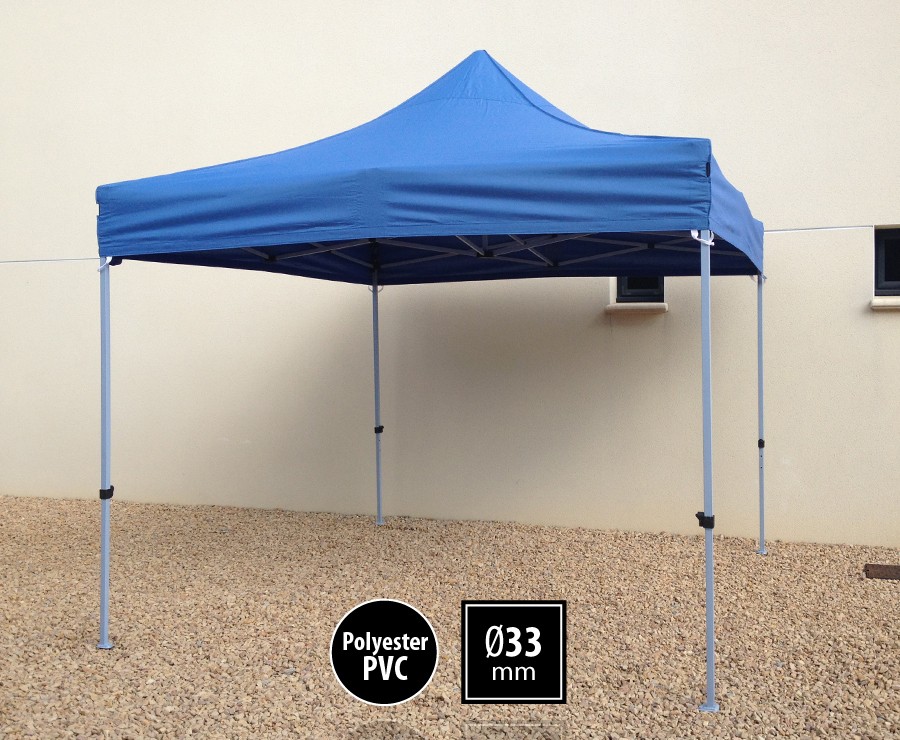 Tente pliante 2x2m Acier Semi Pro (Bleu) avec 4 Côtés - REF 101