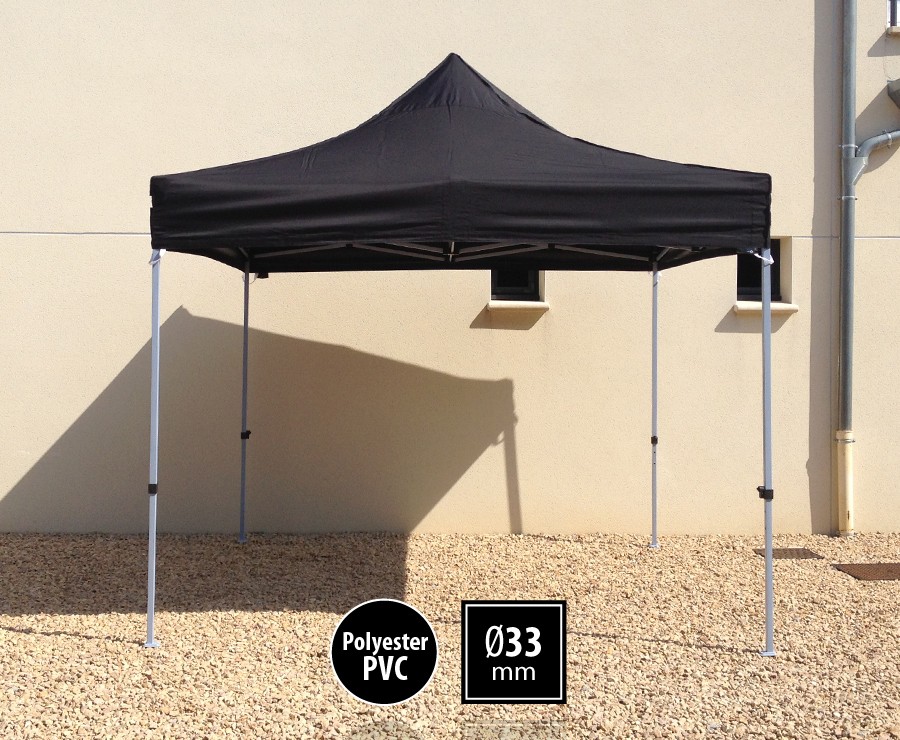 Tente pliante SEMI-PRO 3M X 3M Noire sans murs de côtés