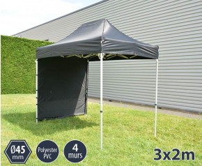 Barnum pliant PRO aluminium 3x2m noir + 4 murs HD