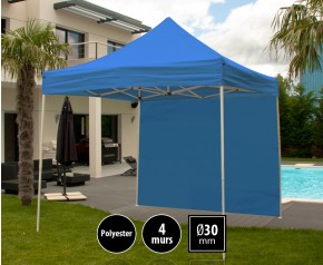 Tente pliante 3x3m loisirs couleur bleu acier et polyester