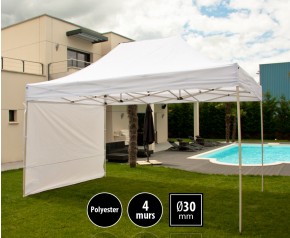 Tente pliante 3x4,5m loisirs couleur blanc acier et polyester