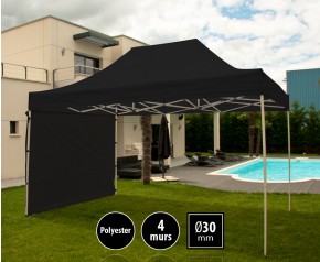 Tente pliante 3x4,5m loisirs couleur noir acier et polyester