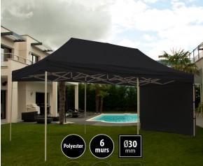 Tente pliante 3x6m loisirs couleur noir acier et polyester