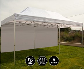 Barnum pliant PRO+ 55 aluminium 3x6m blanc + 6 murs HD