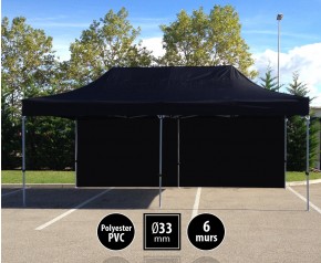 Tente pliante gamme SEMI PRO 3x6m noir avec pack 6 murs HD