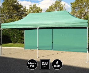 Tente pliante gamme SEMI PRO 3x6m vert avec pack 6 murs HD