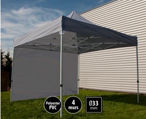 Tente pliante SEMI PRO métal 3x3m gris avec murs HD