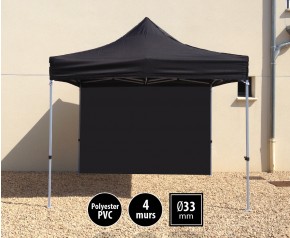 Tente pliante SEMI PRO métal 3x3m noir avec murs HD