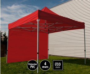 Tente pliante SEMI PRO métal 3x3m rouge avec murs HD