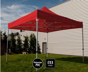 Tente pliante SEMI PRO métal 3x3m nrouge HD sans murs