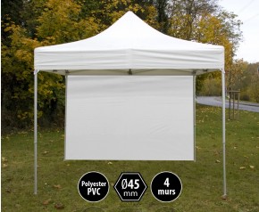 Tonnelle pliante PRO aluminium 3x3m blanc + 4 murs