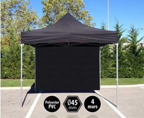 Tonnelle pliante PRO aluminium 3x3m noir + 4 murs