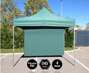 Tonnelle pliante PRO aluminium 3x3m vert + 4 murs