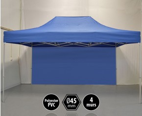 Tonnelle PRO aluminium 3x4,5m bleu + 4 murs HD