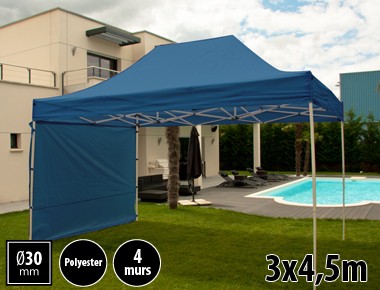 Tente pliante 3x4,5m loisirs couleur bleu acier et polyester mini