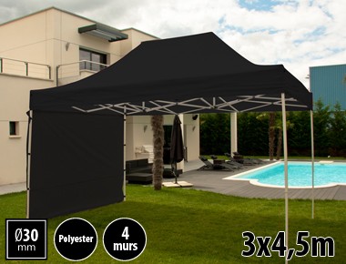 Tente pliante 3x4,5m loisirs couleur noir acier et polyester mini