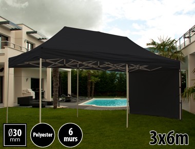 Tente pliante 3x6m loisirs couleur noir acier et polyester mini