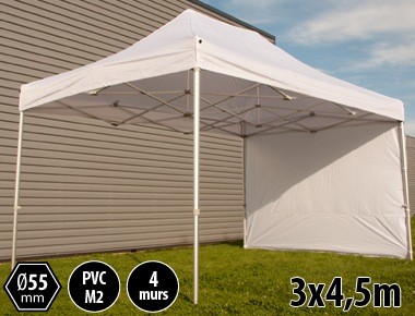 Tente pliante PRO+ 55 aluminium 3x4,5m blanc + 4 murs