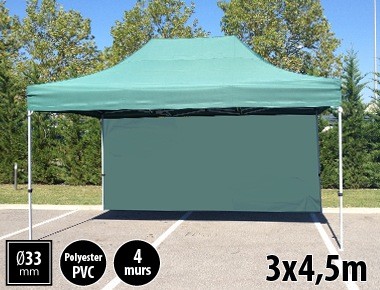 Tente semi-professionnelle 3x4,5m vert avec pack 4 murs