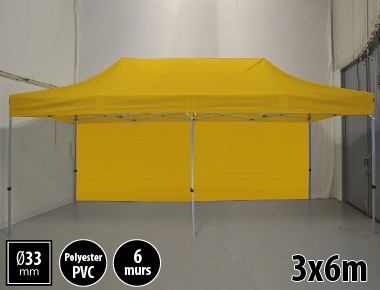 Tente pliante gamme SEMI PRO 3x6m jaune avec pack 6 murs