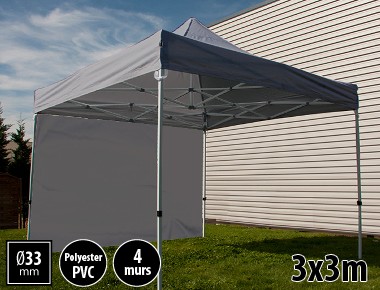 Tente pliante SEMI PRO métal 3x3m gris avec murs