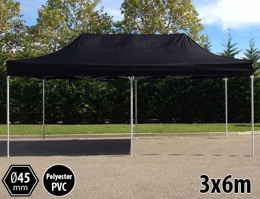 Tente pliante 3m x 6m semi-professionnelle noir - SEMI-PRO sans murs