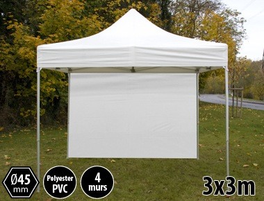 Tonnelle pliante PRO aluminium 3x3m blanc + 4 murs