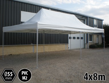 Barnum pliant pro 4x8 sans mur alu & PVC 550g/m²